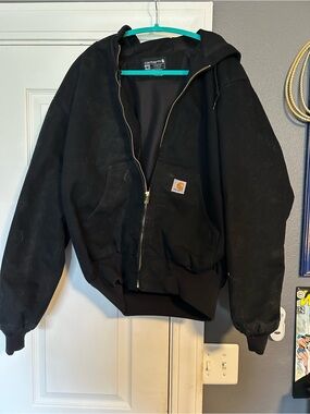 Carhartt Black Hooded Zip Loose Fit Jacket